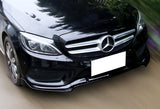 For 2015-2018 Mercedes W205 C180 C250 C300 Painted Black Color  Front Bumper Body Lip 3 PCS
