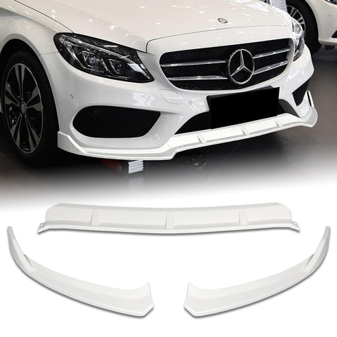 For 2015-2018 Mercedes W205 C180 C250 C300 Painted White Color Front Bumper Body Lip 3 PCS