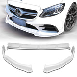 For 2019-2021 Mercedes W205 C-Class C200 C43 C63 Painted White Color Front Bumper Lip 3 PCS