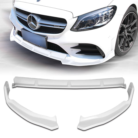 For 2019-2020 Mercedes W205 C-Class C200 C43 C63 Painted White Color Front Bumper Lip 3 PCS