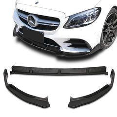 For 2019-2021 Mercedes W205 C-Class C200 C43 C63 Unpainted  Matt Black Front Bumper Lip 3 PCS