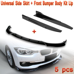 For 2016-2019 BMW 3-Series F30 F35 Painted Black Front Bumper Body Kit Lip  + Side Skirt Rocker Winglet Canard Diffuser Wing  (Glossy Black) 5PCS
