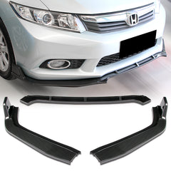 For 2012 Honda Civic 4DR 9Th JDM CS-Style Painted Carbon Look Style Front Bumper Body Kit Lip 3 PCs