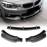 For 2014-2019 BMW F32 F33 F36 4-Series M-Sport Carbon Look Front Bumper Lip + Side Skirt Rocker Winglet Canard Diffuser Wing  Body Splitter ABS ( Carbon Style) 5PCS