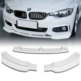 For 2014-2019 BMW F32 F33 F36 4-Series B-Sty M-Sport Painted White Color Front Bumper Lip 3 Pcs