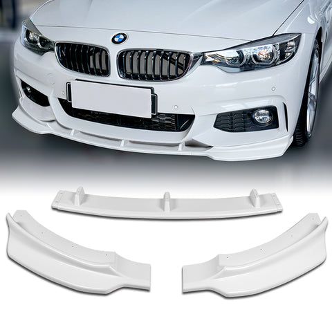 For 2014-2019 BMW F32 F33 F36 4-Series B-Sty M-Sport Painted White Color Front Bumper Lip 3 Pcs