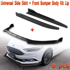 For 2017-2018 Ford Fusion/Mondeo Unpainted Black Front Bumper Body Kit Lip + Side Skirt Rocker Winglet Canard Diffuser Wing  Body Splitter ABS (Matte Black) 5PCS