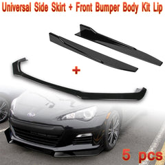 For 2013-2016 Subaru BRZ JDM CS-Style Painted Black Front Bumper Body Lip + Side Skirt Rocker Winglet Canard Diffuser Wing  (Glossy Black) 5PCS