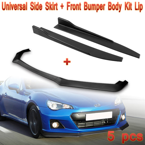 For 2013-2016 Subaru BRZ JDM CS-Style Matt Black Front Bumper Body Spoiler Lip + Side Skirt Rocker Winglet Canard Diffuser Wing  Body Splitter ABS (Matte Black) 5PCS