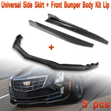 For For  15-18 Cadillac ATS Carbon Look Front Bumper Body Kit Spoiler Lip + Side Skirt Rocker Winglet Canard Diffuser Wing  Body Splitter ABS ( Carbon Style) 5PCS