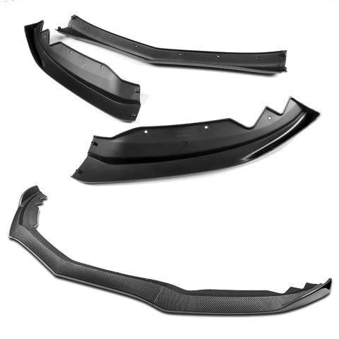 For For  15-18 Cadillac ATS Carbon Look Front Bumper Body Kit Spoiler Lip + Side Skirt Rocker Winglet Canard Diffuser Wing  Body Splitter ABS ( Carbon Style) 5PCS