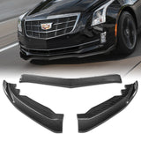 For 2015-2018 Cadillac ATS  Painted Carbon Look Style  Front Bumper Splitter Spoiler Lip Kit  3 Pcs