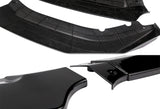 For 2016-2021 Honda Civic Painted Black Front Bumper Body Kit Spoiler Lip + Side Skirt Rocker Winglet Canard Diffuser Wing  (Glossy Black) 5PCS