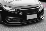 For 2016-2020 Honda Civic 10th Painted Black Color Front Bumper Body Splitter Spoiler Lip 3 Pcs