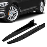 For 2017-2022 Infiniti Q60 Coupe Painted Black V-Style Front Bumper Body Kit Lip + Side Skirt Rocker Winglet Canard Diffuser Wing  (Glossy Black) 5PCS