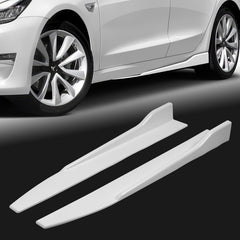 Universal Painted White Color Side 2 Piece Skirt Rocker Splitters Diffuser Winglet Wind 31"x4"