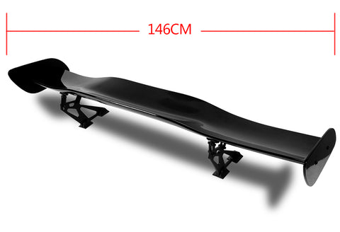 Universal 57" TYPE-1 Painted Black ABS GT Trunk Adjustable Bracket Spoiler Wing