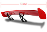 Universal 57" TYPE-2 Painted Red ABS GT Trunk Adjustable Bracket Spoiler Wing