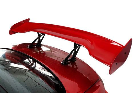 57" TYPE-3 Painted Red Color ABS GT Trunk Spoiler Wing + Aluminum Leg Stem Universal