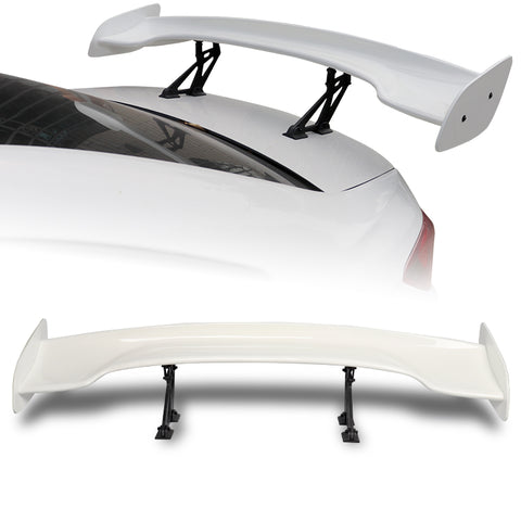 57" TYPE-3 Painted White Color ABS GT Trunk Spoiler Wing + Aluminum Leg Stem Universal