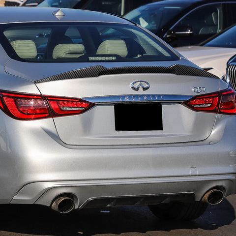 For 2014-22 Infiniti Q50 W-Power Carbon Painted V-Style Rear Trunk Spoiler Wing