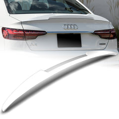 For 2017-2022 Audi A4 S4 B9 Sedan W-Power Pearl White V-Style Trunk Spoiler Wing