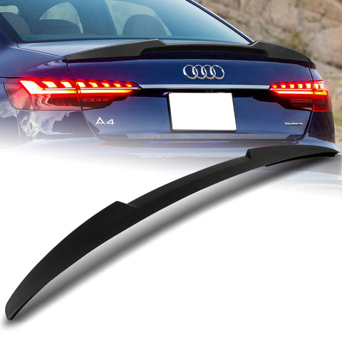 For 2017-2022 Audi A4 S4 B9 Sedan W-Power Primer BLK V-Style Trunk Spoiler Wing