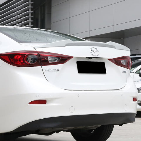 For 2014-2018 Mazda 3 Sedan W-Power Pearl White V-Style Trunk Lid Spoiler Wing