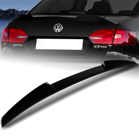 For 2011-2018 Volkswagen VW Jetta W-Power Pearl Black V-Style Trunk Spoiler Wing