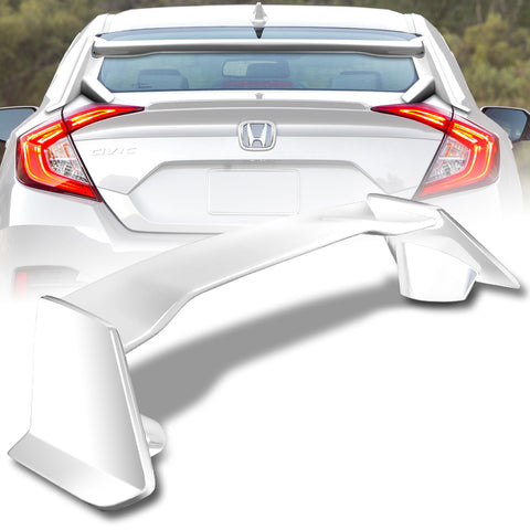 For 2016-2021 Honda Civic 10 Gen 4DR/Sedan TYPE-R Painted White Color Trunk Spoiler Wing