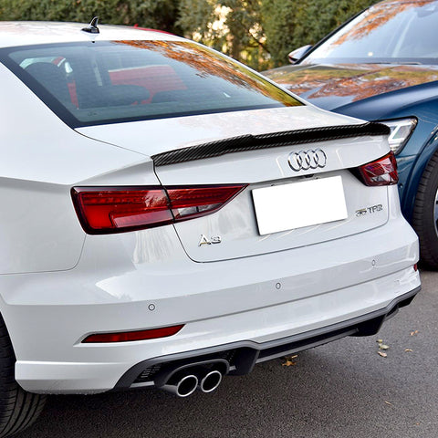 For 2014-2020 Audi A3 S3 RS3 Sedan V-Type Real Carbon Fiber Rear Trunk Spoiler Wing
