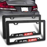 2 x Black ABS Plastic License Plate Frame Cover Front & Rear W/ 3.8L L67 Emblem