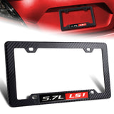 1 x Carbon Style ABS License Plate Frame Cover Front & Rear W/ 5.7L LS1 Emblem