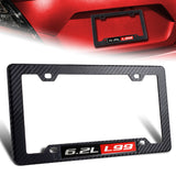 1 x Carbon Style ABS License Plate Frame Cover Front & Rear W/ 6.2L L99 Emblem