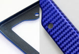 1 x JDM Blue Carbon Fiber Look License Plate Frame Cover Front Or Rear US Size