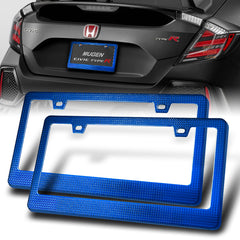 2 x Blue Diamond Cut Style Car License Plate Frame Cover Front Or Rear US Size  (2 pieces)
