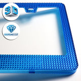 1 x Blue Diamond Cut Style Car License Plate Frame Cover Front Or Rear US Size  (One piece)