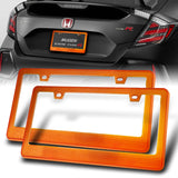 2 x Orange Diamond Cut Style Car License Plate Frame Cover Front + Rear US Size (2 pieces)