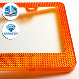 2 x Orange Diamond Cut Style Car License Plate Frame Cover Front + Rear US Size (2 pieces)