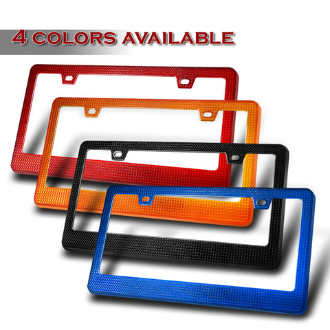 2 x Orange Diamond Cut Style Car License Plate Frame Cover Front + Rear US Size (2 pieces)