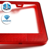 1 x Red Diamond Cut Style Car License Plate Frame Cover Front Or Rear US Size