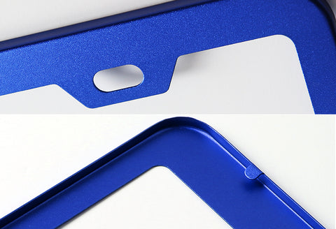 2 x Blue Aluminum Alloy Car License Plate Frame Cover Front & Rear US Size