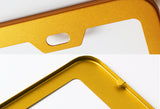 2 x Gold Aluminum Alloy Car License Plate Frame Cover Front & Rear US Size