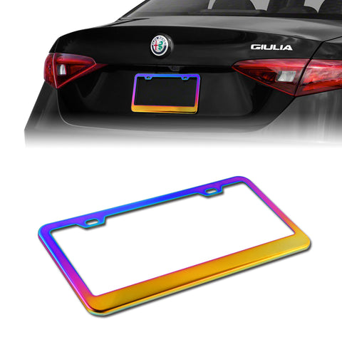 1 x Neo Chrome Stainless Car License Plate Frame Cover Front Or Rear US Size