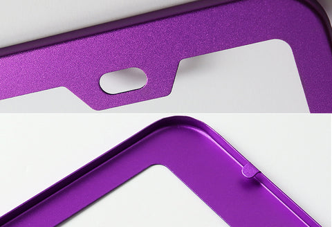 2 x Purple Aluminum Alloy Car License Plate Frame Cover Front & Rear US Size