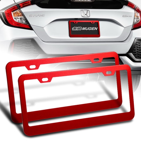 2 x Red Aluminum Alloy Car License Plate Frame Cover Front & Rear US Size