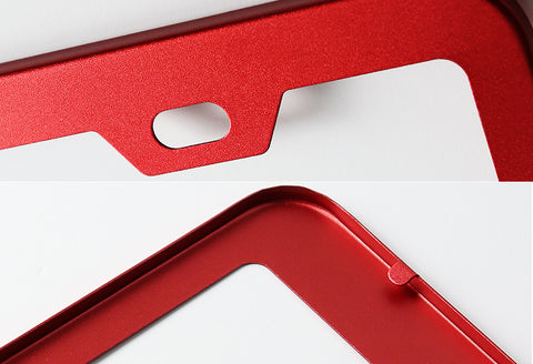2 x Red Aluminum Alloy Car License Plate Frame Cover Front & Rear US Size