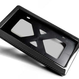 W-Power Black Real Carbon Fiber License plate frame TAG cover Front Rear W/Bracket