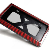 W-Power Red Real Carbon Fiber License plate frame TAG cover Frame Front Rear W/Bracket