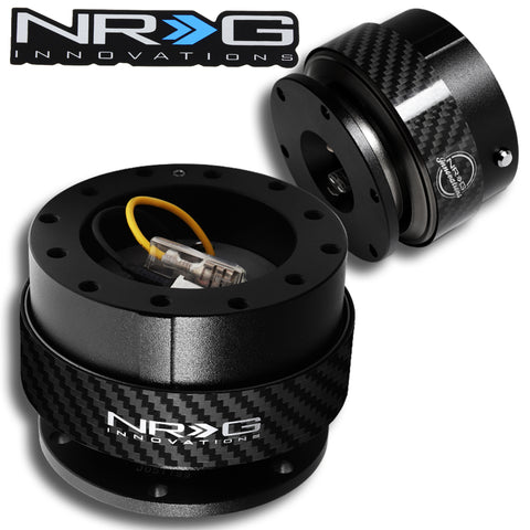 NRG Black/Carbon Ring GEN 2.0 Race 6-Hole Steering Wheel Quick Release Adapter